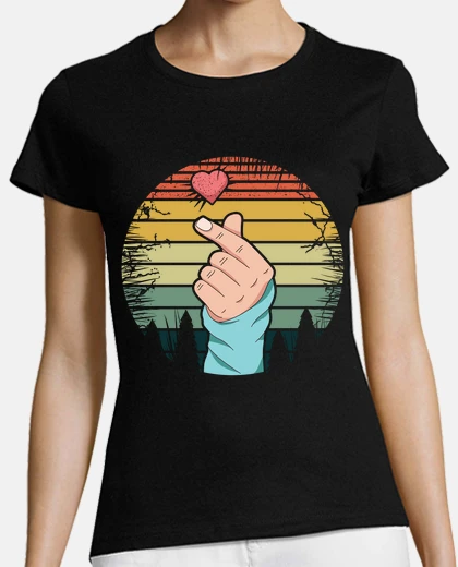 T-shirt saranghae coreano cuore coreano dito k