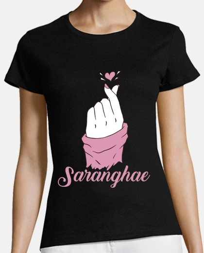 Tee-shirt saranghae coréen love coeur k pop coeur