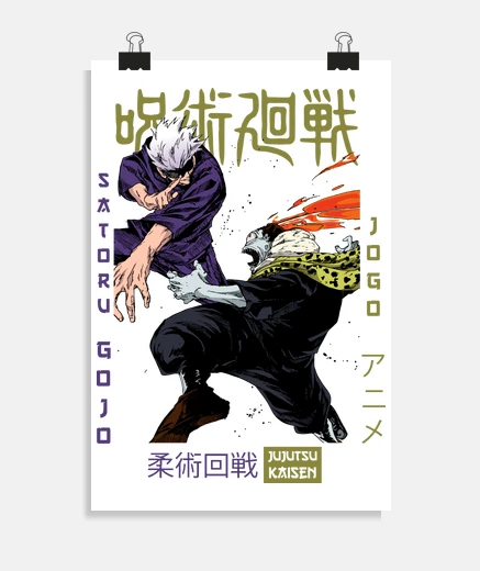 Poster satoru gojo contre jogo jujutsu kaisen