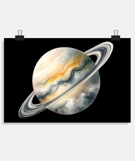 Poster saturne astre du systeme solaire poster salon studio classe salle stand affiche