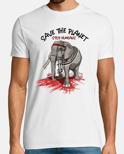 T-shirt save il planet  ferma gli esseri human