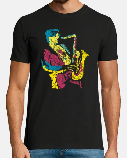 T-shirt sax player modern style
