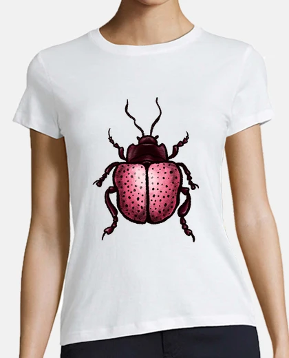 Tee-shirt scarabée rose avec art insecte points
