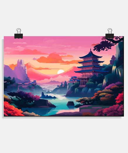 Poster Scenery Panoramic Oriental Landscape