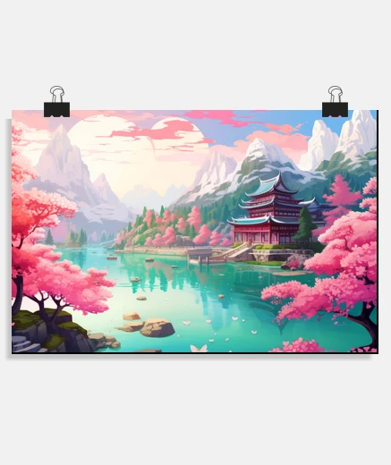 Poster Scenery Panoramic Oriental Landscape