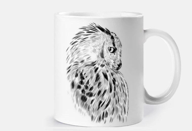 Tazza schizzo del gufo di profilo
