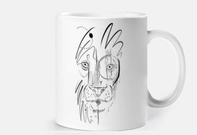 Tazza schizzo della testa di leone