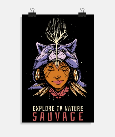 Poster sciamano esplorazione della natura selvaggia poster ufficio negozio soggiorno stand poster artigiana