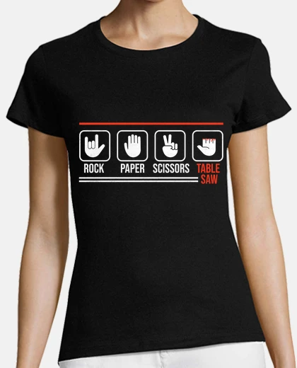 Tee-shirt scie circulaire à table pierre-papier-c