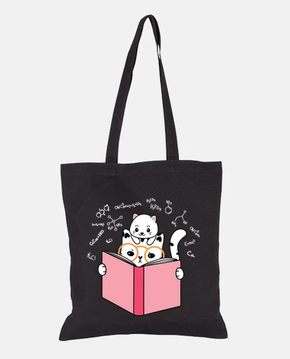 Bag science cats reading chemistry bag diary tote cat kitten mother to