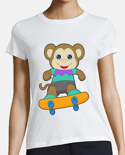 T-shirt scimmia pattinatrice skateboard