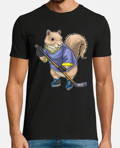 T-shirt scoiattolo hockey su ghiaccio bastone d
