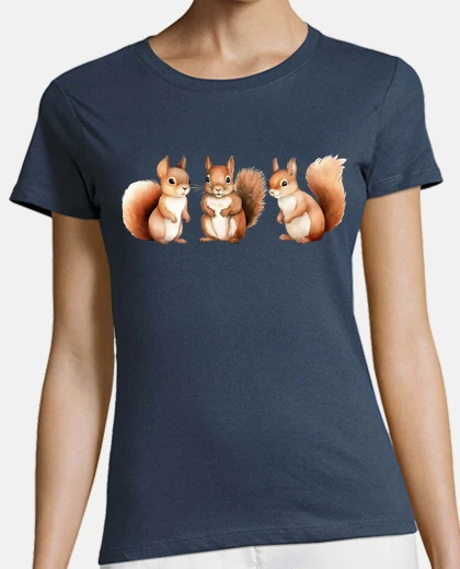 T-shirt scoiattolo rosso tre simpatici scoiattoli malati da personalizzare