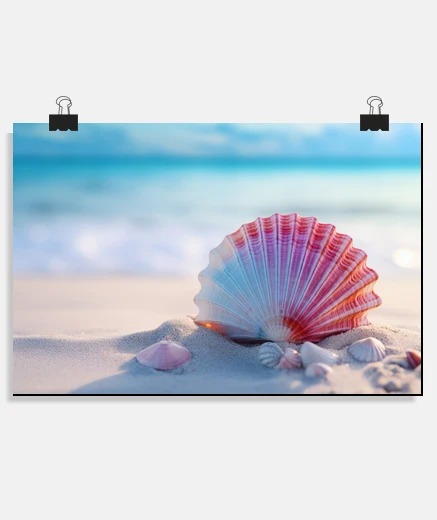 Poster Seashell Beach Nature Serene Tranquil