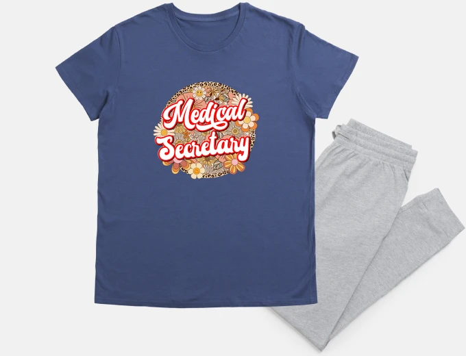 Pyjama secrétaire médicale design floral rétro