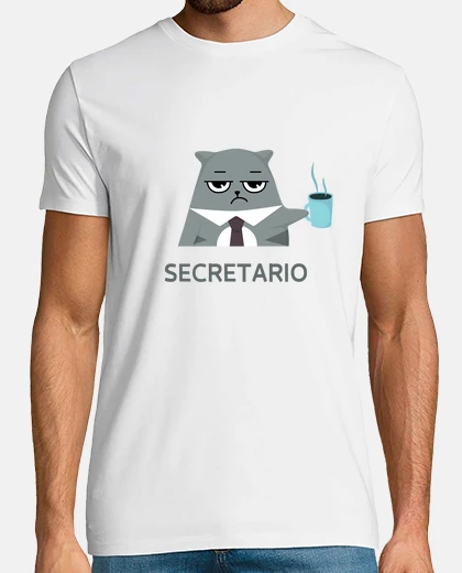 Camiseta Secretario amante del cafe y gatos