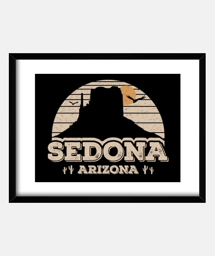 Framed sedona arizona desert mountain sunset