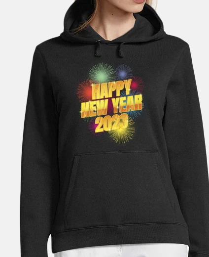 Hoodie seet hooded woman black happy new year 2023 merry christmas love peace