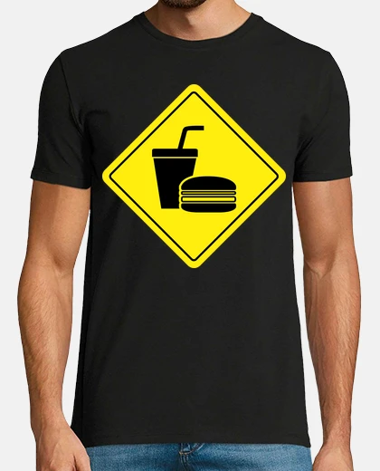 T-shirt segnale stradale di hamburger fast food