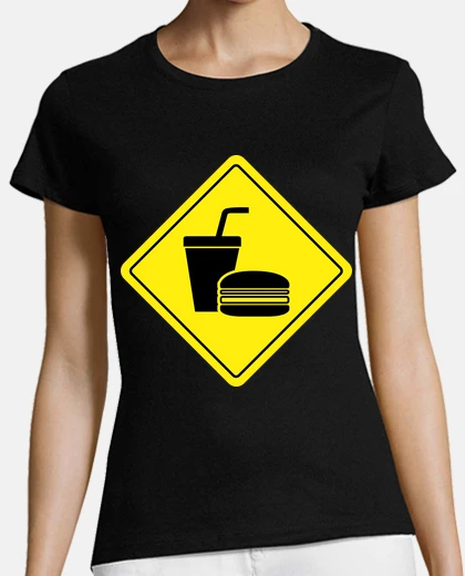 T-shirt segnale stradale di hamburger fast food