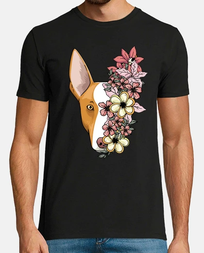 T-shirt segugio ibizan con fiori cane podenco