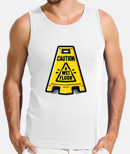 Camiseta señal de precaución piso mojado