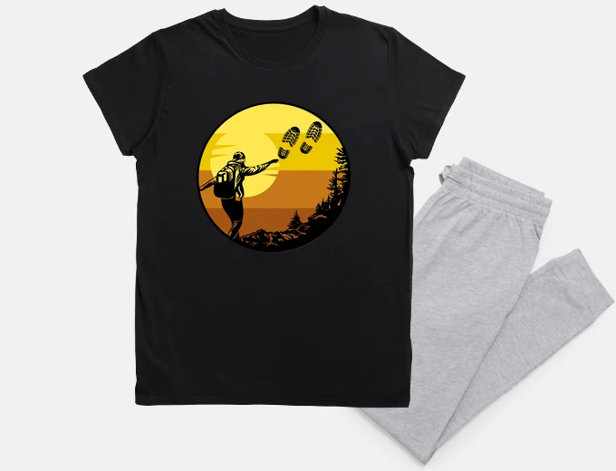 Pijama senderismo en las montañas rastros de z