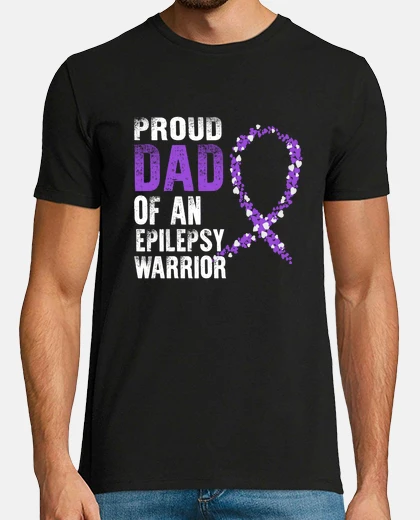 Tee-shirt sensibilisation à l&#39;épilepsie fier de papa un guerrier des troubles épileptiques ruban violet su