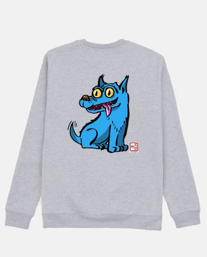 Felpa senza unisex con cappuccio blu davanti e dietro