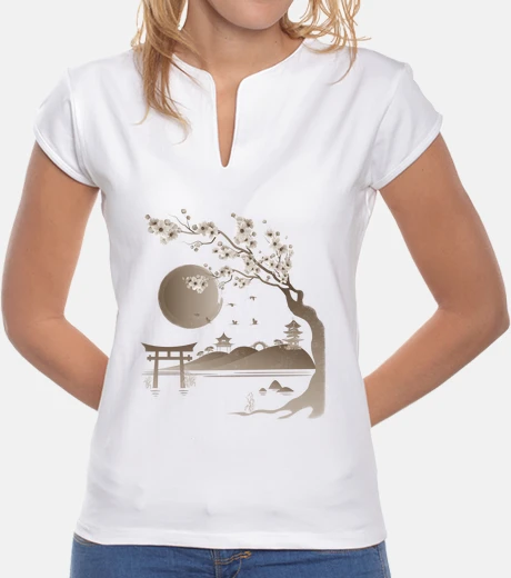 Tee-shirt sépia cerise japonaise