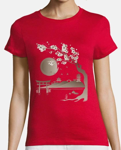 T-shirt sepia japanese landscape