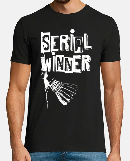 Tee-shirt serial winner badminton fond noir