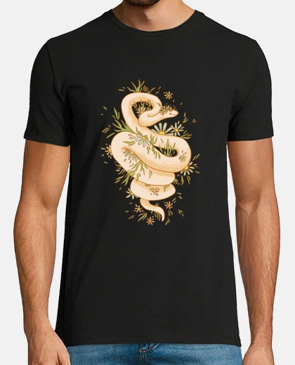 Tee-shirt serpent floral vintage cottage , feuilles, feuillages , grange , campagne , vie saine , 