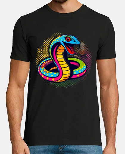 Tee-shirt serpent street art pop multicolore platines 