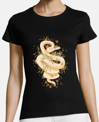 T-shirt serpente floreale vintage cottage, foglie, bcbg, fogliame, fienile, campagna, vita sana,