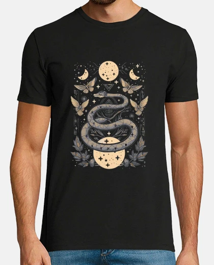 Camiseta serpiente esotérica, mística, luna, mariposas,