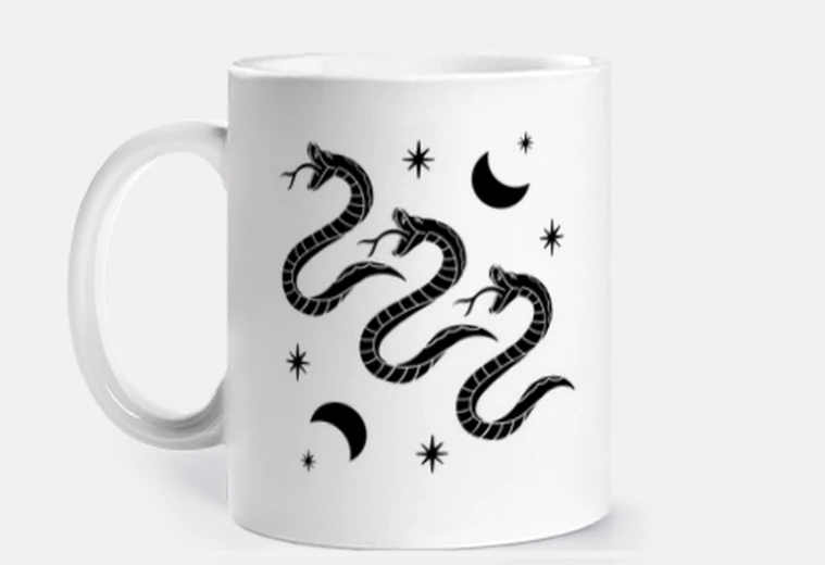 Taza serpientes fases de la luna primera taza mate de té de café personalizable