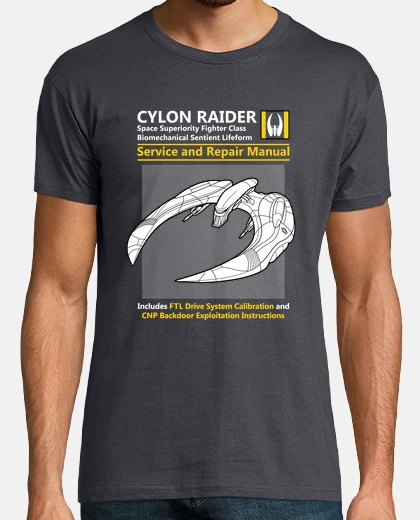 T-shirt servizio raider cylon e manuale di riparazione