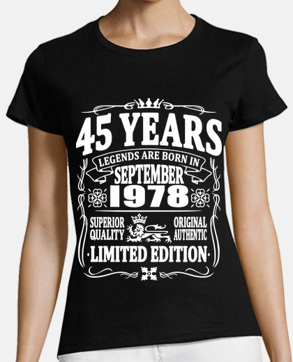 T-shirt Settembre 1978 - 45 anni di compleanno