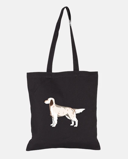 Borsa setter inglese minimalista, borsa in tela
