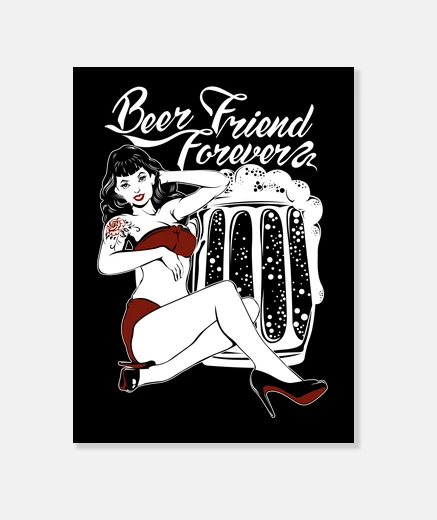 Wall sexy canvas pin up girl rockabilly beer friend forever beer brewers