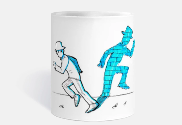 Cup shadow man in the other direction, customizable tea coffee cup