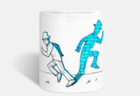 shadow man in the other direction, customizable tea coffee cup
