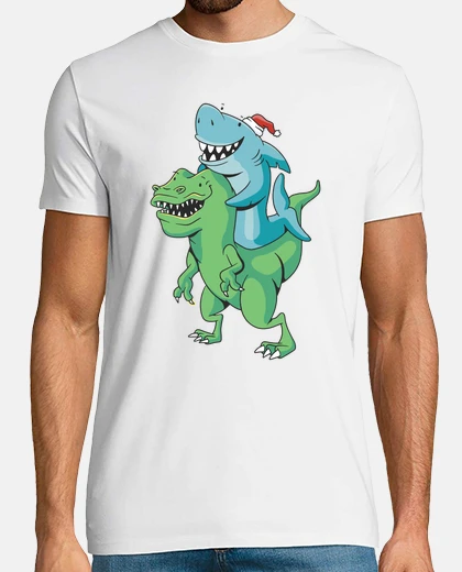 T-shirt shark t rex christmas gift dinosaur