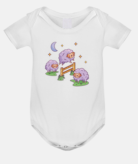 sheep jumping a wooden hedge baby onesie bodysuit