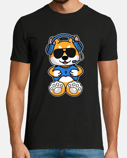 Tee-shirt shiba inu kawaii gamer chien de jeu