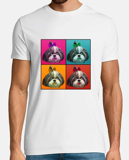 Camiseta shih tzu ilustración estilo pop art