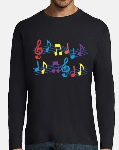 Tee-shirt shirt noir notes de musique