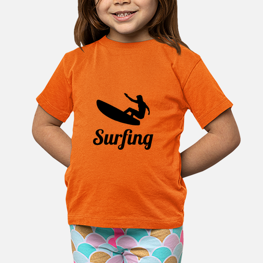shirt child surfing, short sleeve, orange