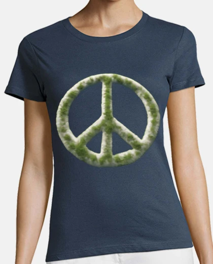 Tee-shirt signe de la paix en nuages et verdure cnv hippie boho 